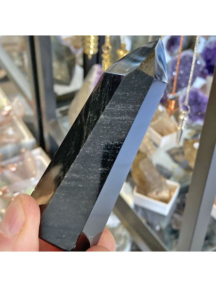 Pointe en Obsidienne Argentée de 130 Grammes