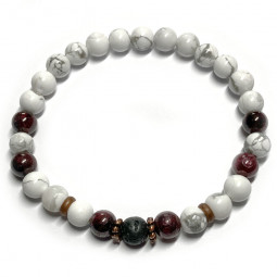 Bracelets Femme en Howlite, Basalte & Grenat