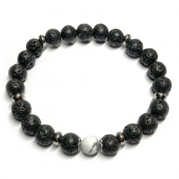Bracelets Boules pour Homme en Basalte & Howlite