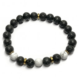 Bracelets Boules pour Homme en Howlite & Basalte