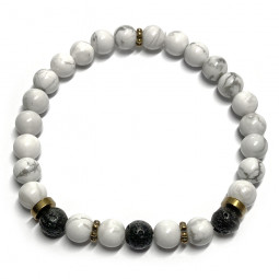 Bracelets Boules pour Femme en Howlite & Basalte