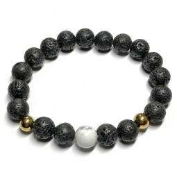 Bracelets Homme Création Boules en Howlite & Basalte