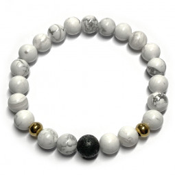 Bracelets Femme Création Boules en Howlite & Basalte