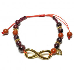 Bracelet Boules Macramé en Jaspe Rouge & Grenat