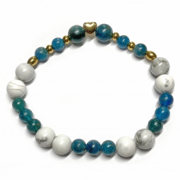 Bracelet création en Boules de Howlite & Apatite