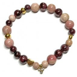 Bracelet Boules en Rhodonite & en Grenat