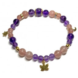 Bracelet Boules en Améthyste & Quartz Fraise