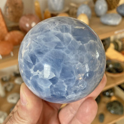 Sphère en Calcite Bleue - 68 mm
