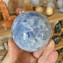 Sphère en Calcite Bleue - 68 mm