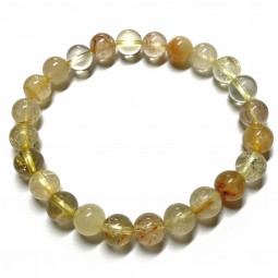 Bracelet Boules en Quartz Rutile - 8 mm