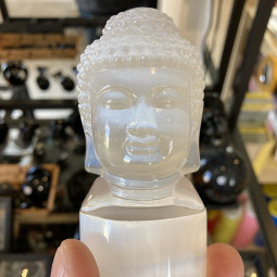 Grande Tête de Bouddha en Sélénite