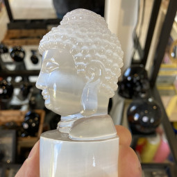 Grande Tête de Bouddha en Sélénite