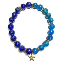 Bracelet Boules d'Apatite & Lapis Lazuli