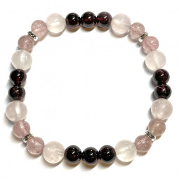 Bracelet en Quartz Hématoïde, Quartz Rose & Grenat