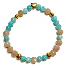 Bracelet Boules en Amazonite & Pierre de Soleil
