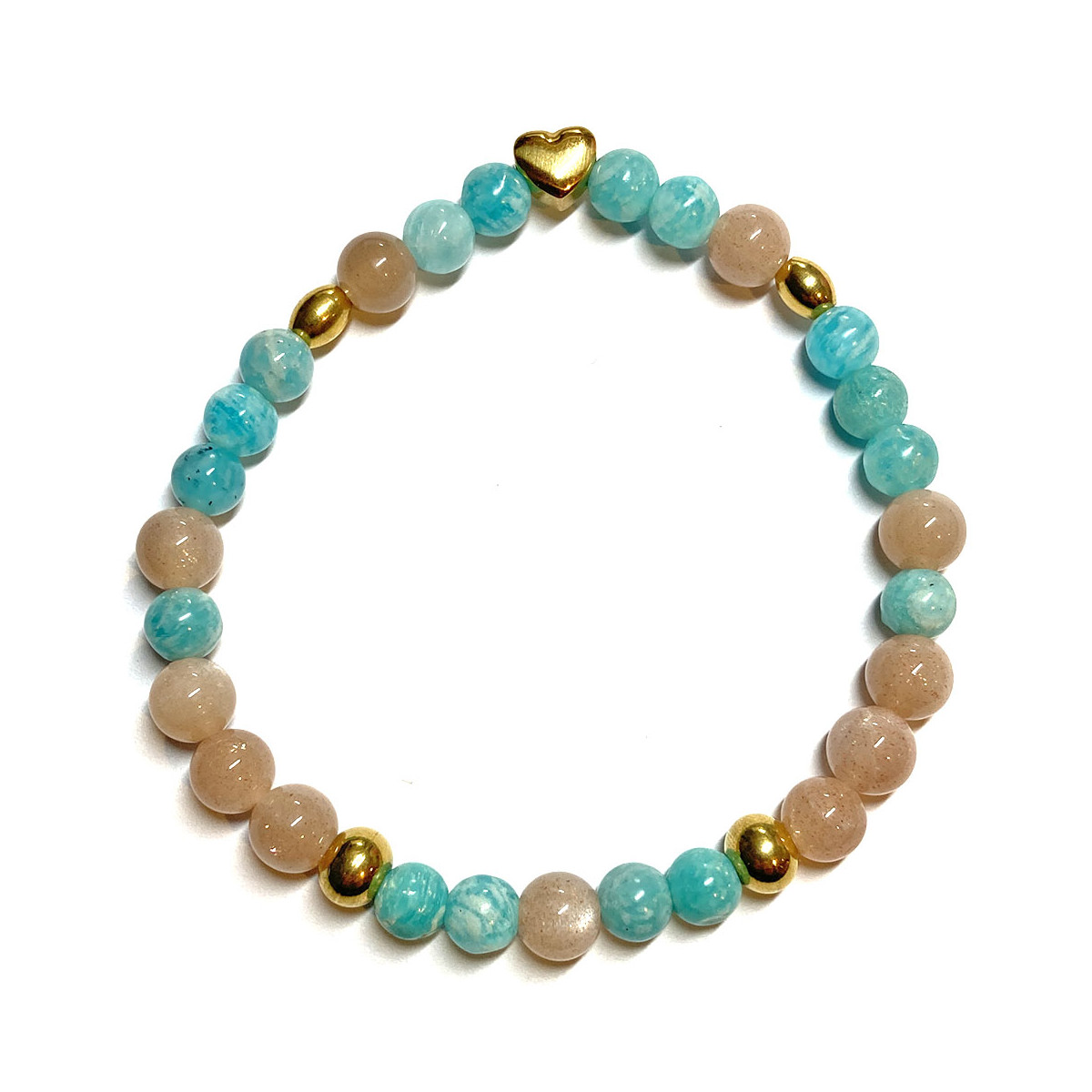 Bracelet Boules en Amazonite & Pierre de Soleil