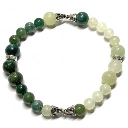 Bracelet Boules en Agate Mousse & en Jade