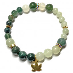 Bracelet Boules en Agate Mousse & Jade