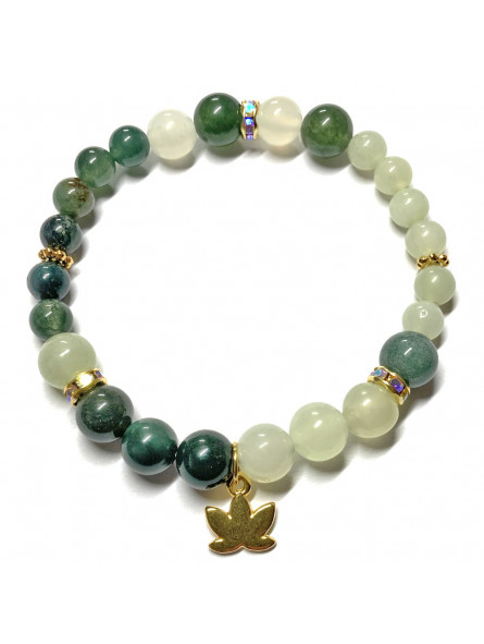 Bracelet Boules en Agate Mousse & Jade