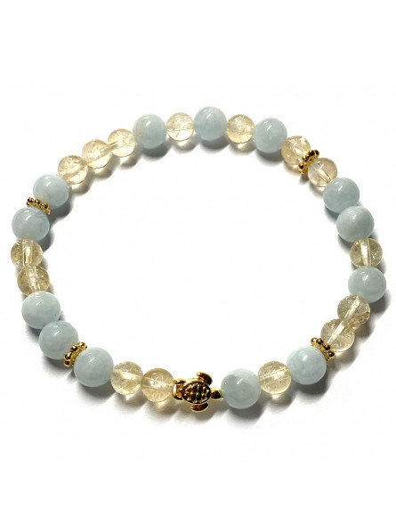 Bracelet en Aigue Marine & en Citrine