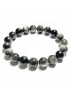 Bracelet Boules en Obsidienne Argentée