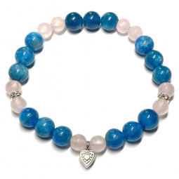 Bracelet Boules en Apatite & Quartz Rose