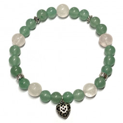 Bracelet Boules en Aventurine Verte & Quartz Rose