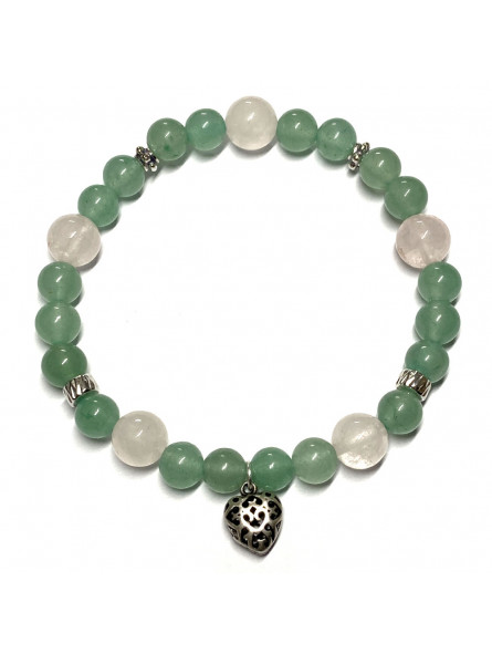 Bracelet Boules en Aventurine Verte & Quartz Rose