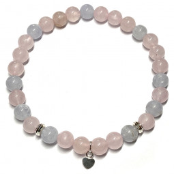 Bracelet en Calcédoine & Quartz Rose