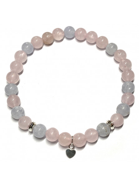 Bracelet en Calcédoine & Quartz Rose