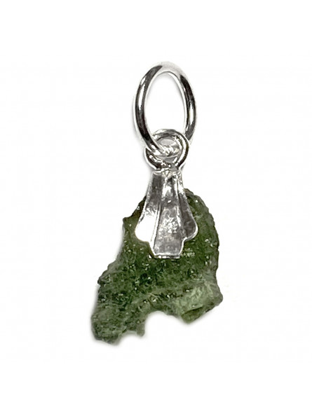 Pendentif en Moldavite Brute & Argent