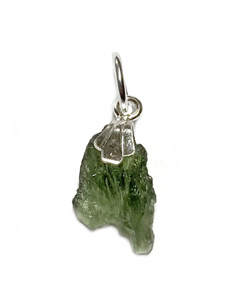 Pendentif en Moldavite Brute & Argent