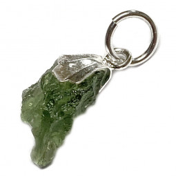 Pendentif en Moldavite Brute & Argent