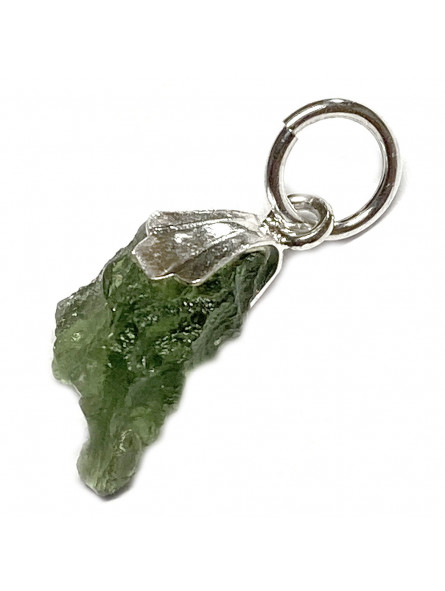 Pendentif en Moldavite Brute & Argent