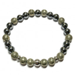 Bracelet Boules Création en Hématite & Pyrite