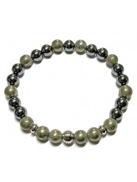 Bracelet Boules Création en Hématite & Pyrite