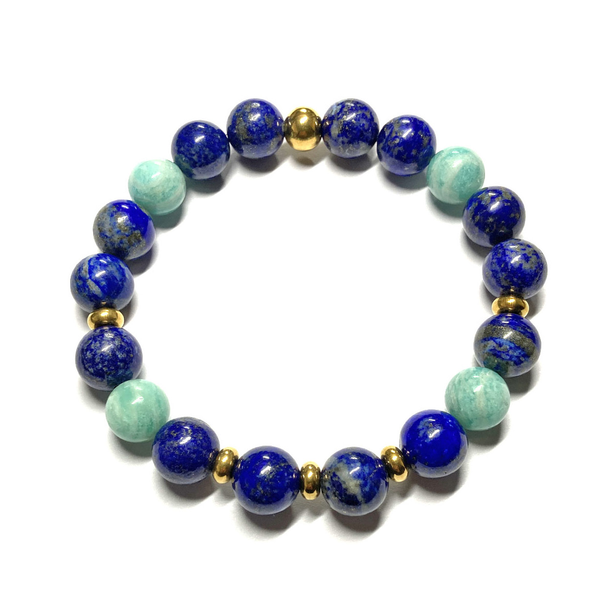 Bracelet Boules en Lapis Lazuli & Amazonite