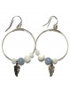 Boucles d'Oreilles en Pierre de Lune, Angélite & Argent