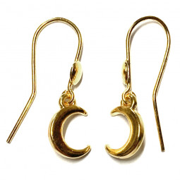 Boucles d'Oreilles Motif Lune Argent et Doré Or Fin