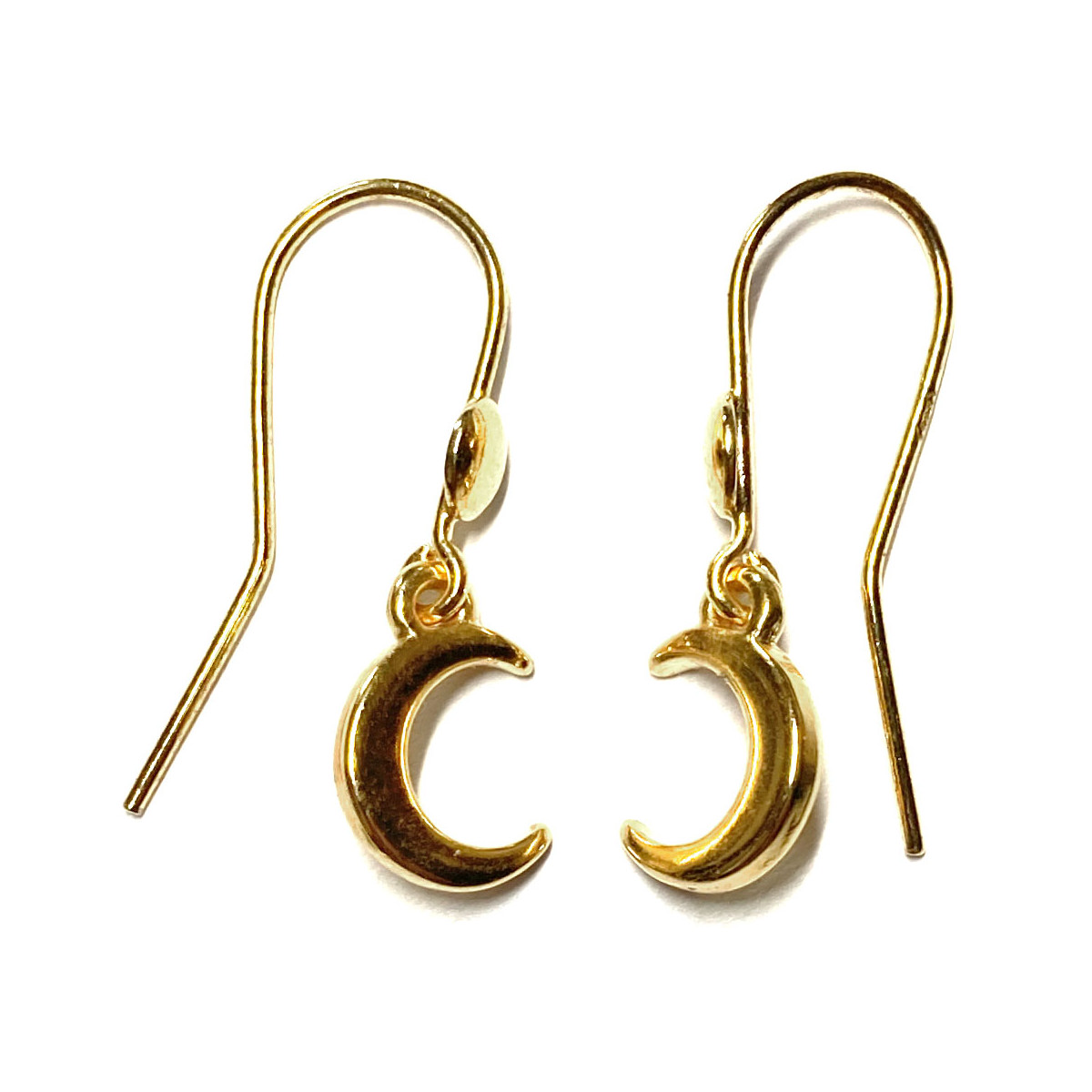 Boucles d'Oreilles Motif Lune Argent et Doré Or Fin