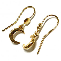 Boucles d'Oreilles Motif Lune Argent et Doré Or Fin
