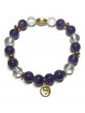 Bracelet Boules en Améthyste & en Cristal de Roche