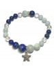 Bracelet Boules en Lapis Lazuli, Aigue Marine & Cristal de Roche