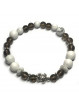 Bracelet Boules en Howlite & en Quartz Fumé