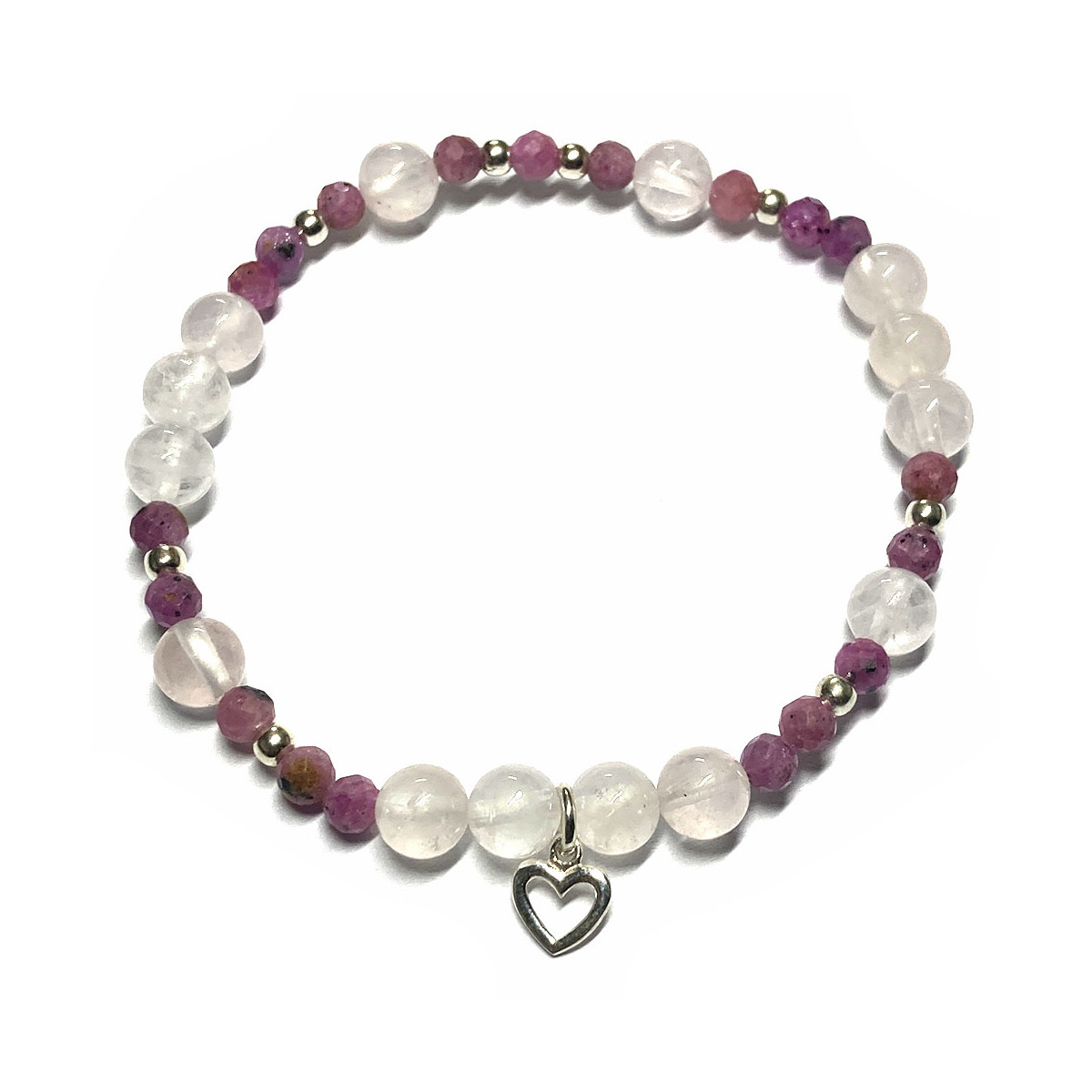 Bracelet Boules en Quartz Rose & Rubis Facetté