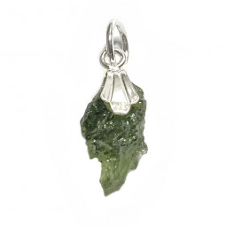 Pendentif en Moldavite Brute & Argent