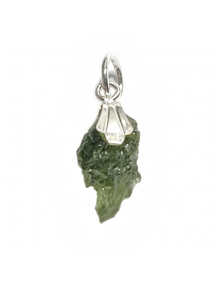 Pendentif en Moldavite Brute & Argent