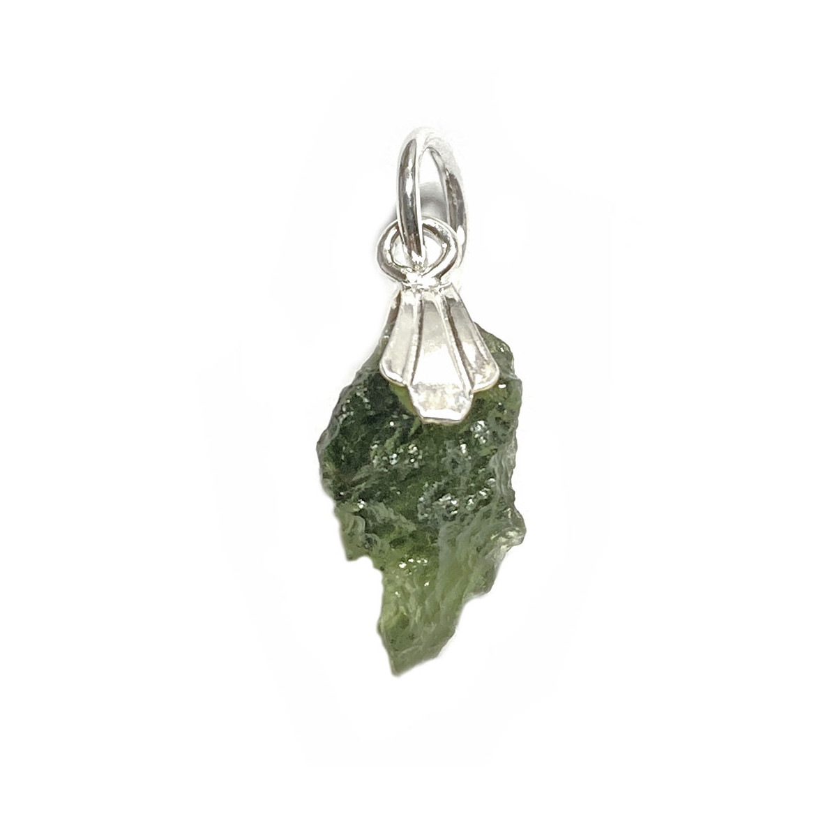 Pendentif en Moldavite Brute & Argent