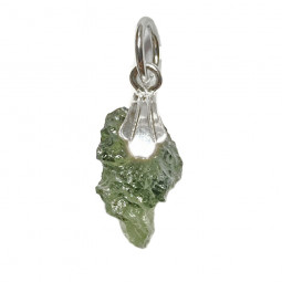 Pendentif en Moldavite Brute & Argent