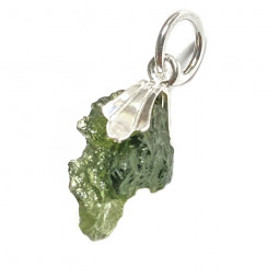 Pendentif en Moldavite Brute & Argent